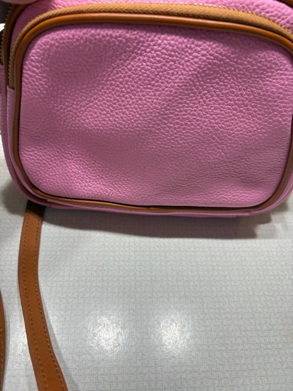 Like New Valentina Genuine Leather (from Italy) Pink and Brown Crossbody - Picture 3 of 8